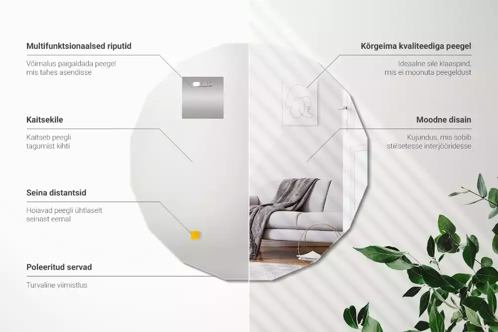 Polygonální zrcadlo moderního designu jako dekorace na zeď