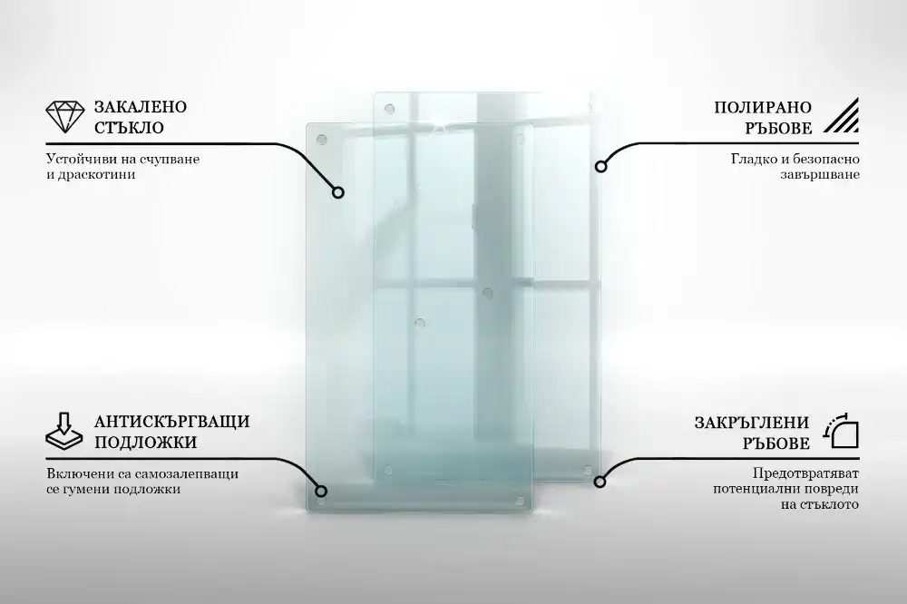 Dvojitá skleněná deska za sporák transparentní