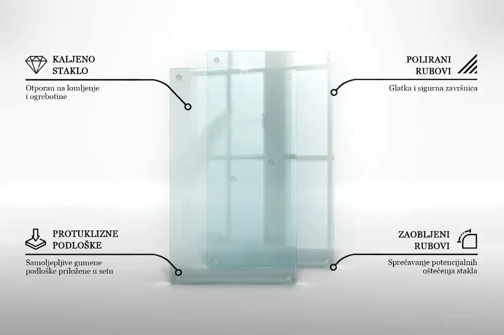 Dvojitá skleněná deska za sporák transparentní