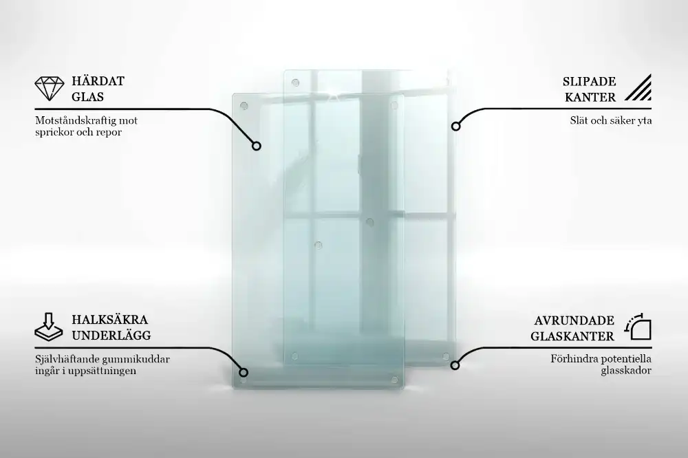 Dvojitá skleněná deska za sporák transparentní
