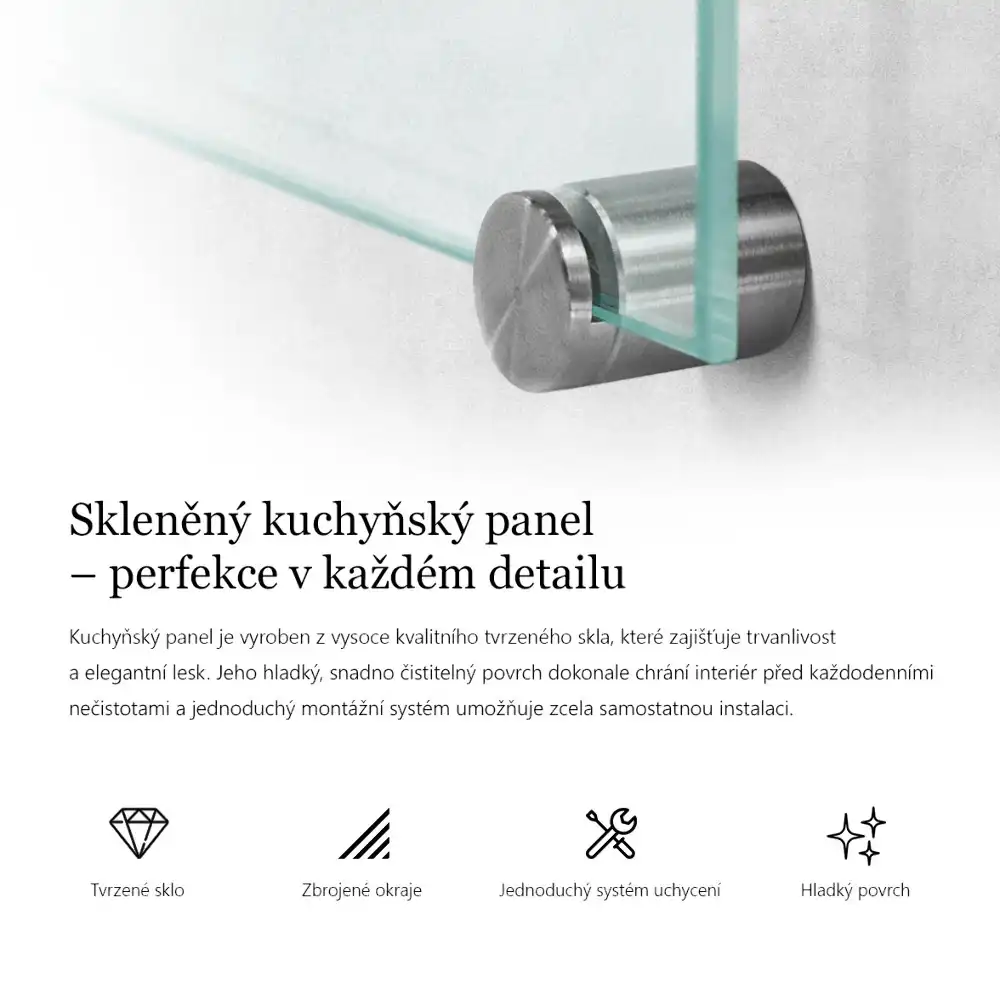 Transparentní kuchyňský panel