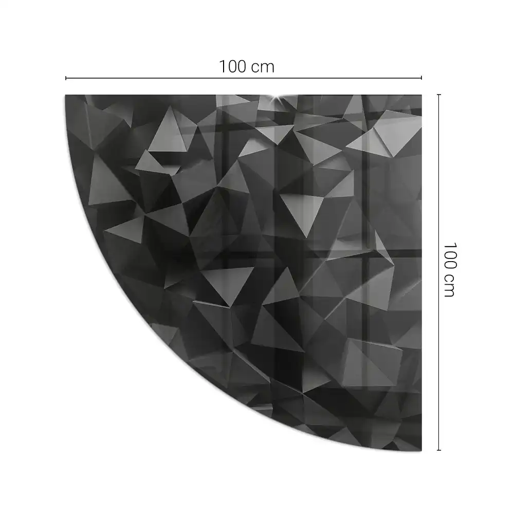 Sklo před kamna ve tvaru čtvrtkruhu trojrozměrný geometrický vzor