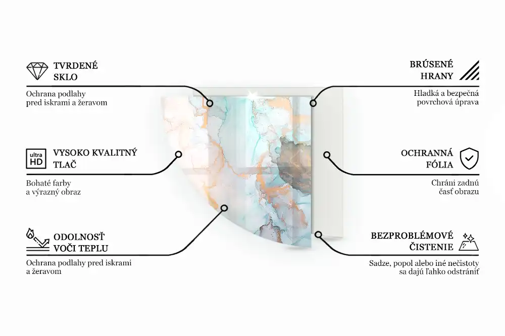 Sklo před kamna ve tvaru čtvrtkruhu stylové designy inspirované keramikou