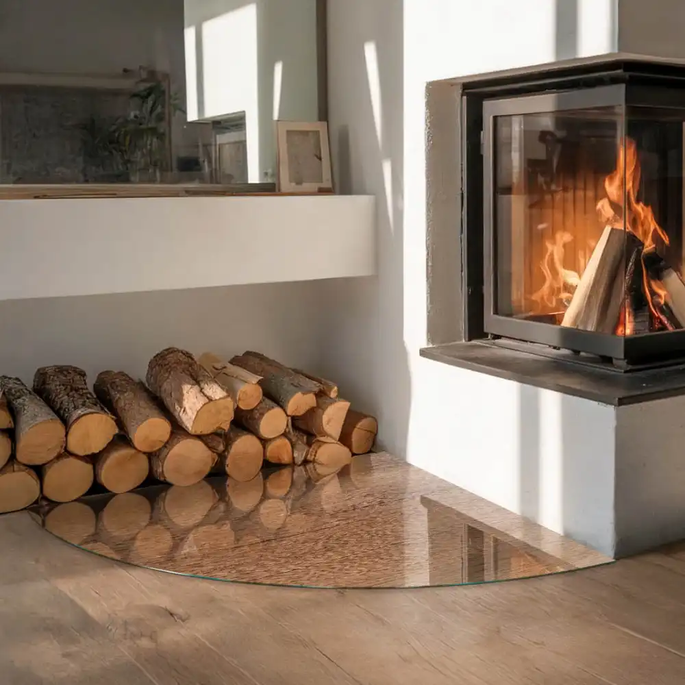 Podložka pod krb ve tvaru čtvrtkruhu v přírodním designu dřeva