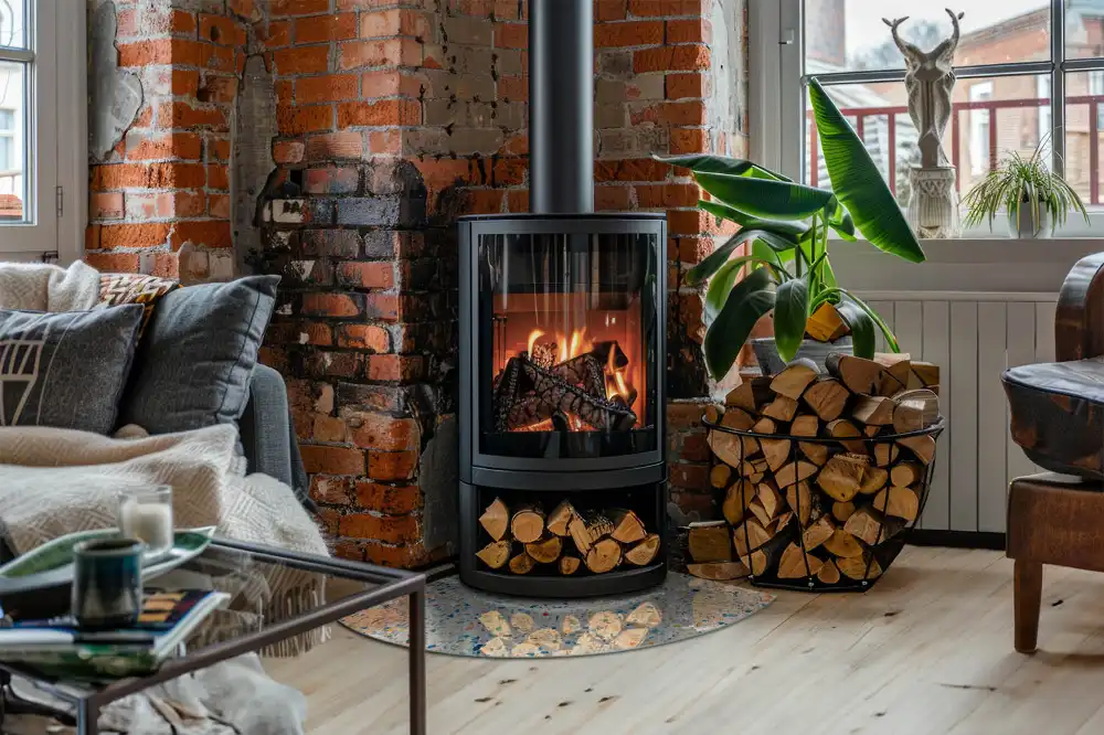 Sklo před kamna ve tvaru čtvrtkruhu moderní design se strukturou