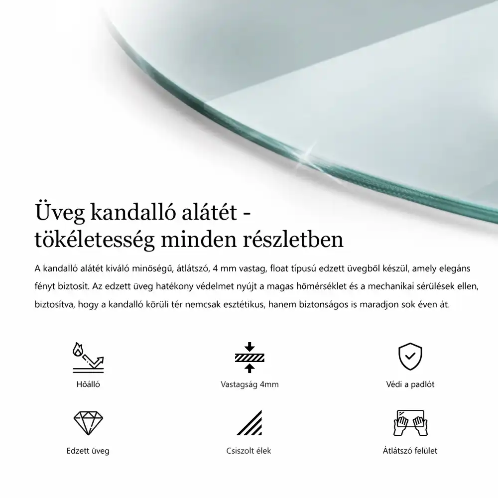 Transparentní čtvrťkruhové sklo před krb