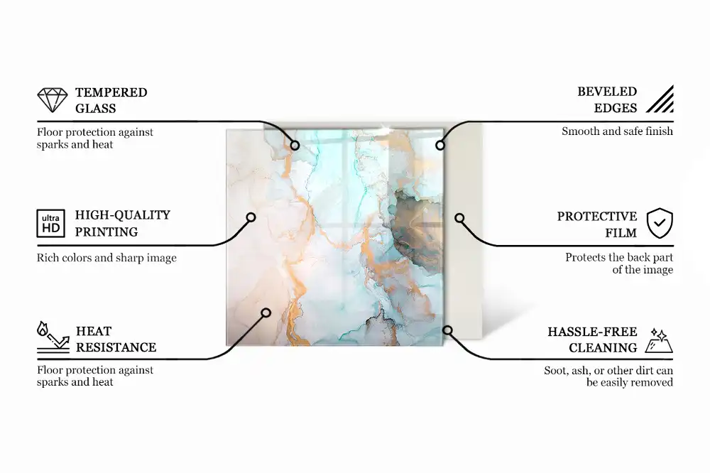 Šestihranná skla pod kamna vzor inspirovaný kamenem