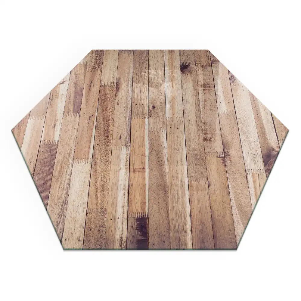Šestihranná skla pod krbová kamna dřevěný geometrický styl