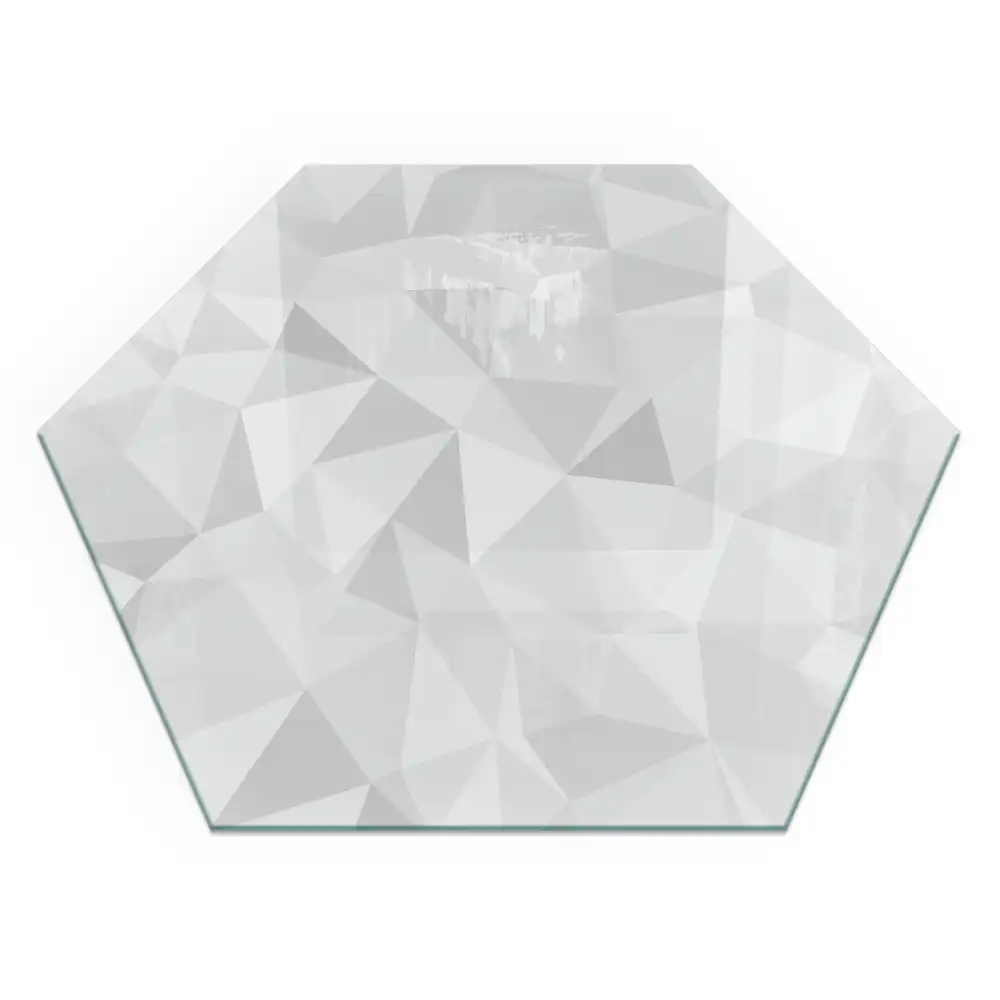 Šestihranná skla pod krbová kamna moderní geometrický motiv
