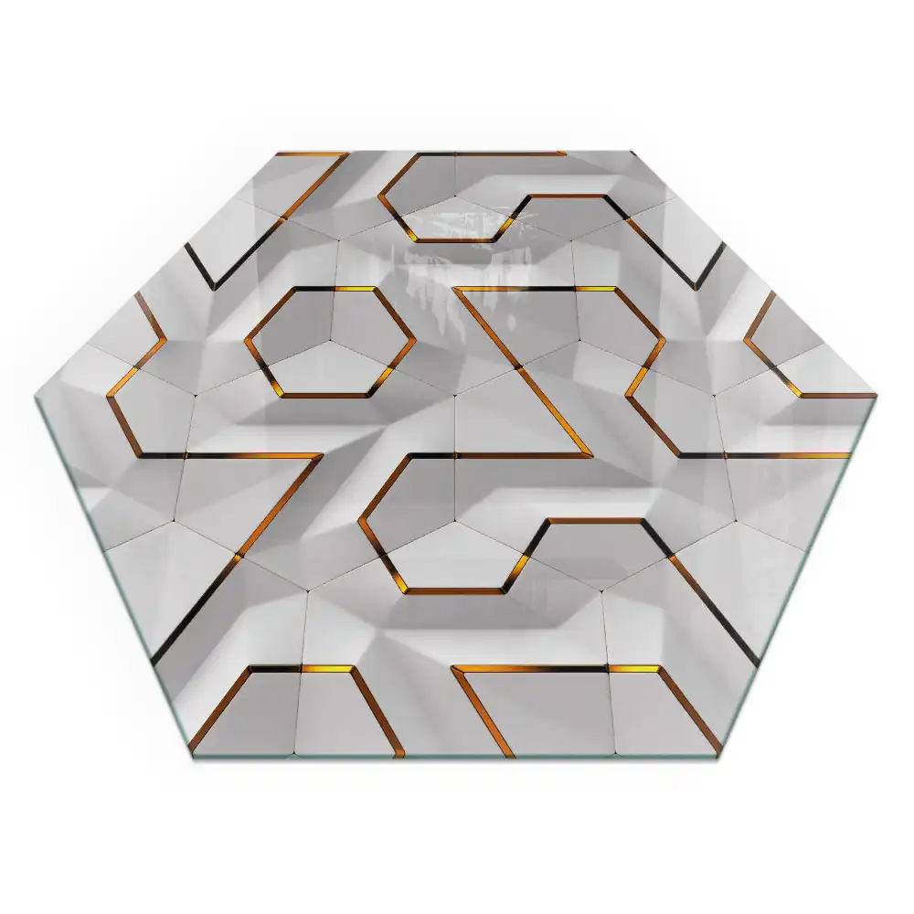 Šestihranná skla pod kamna trojrozměrný geometrický motiv