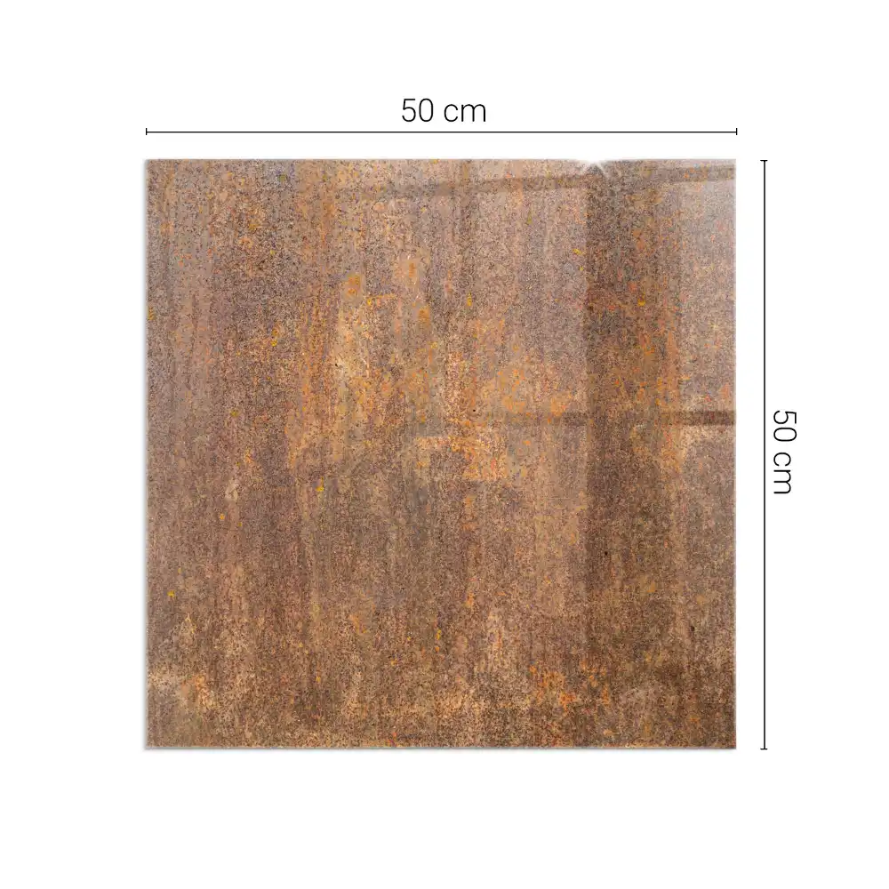 Čtvercové sklo pod krb textura rzi na kovu