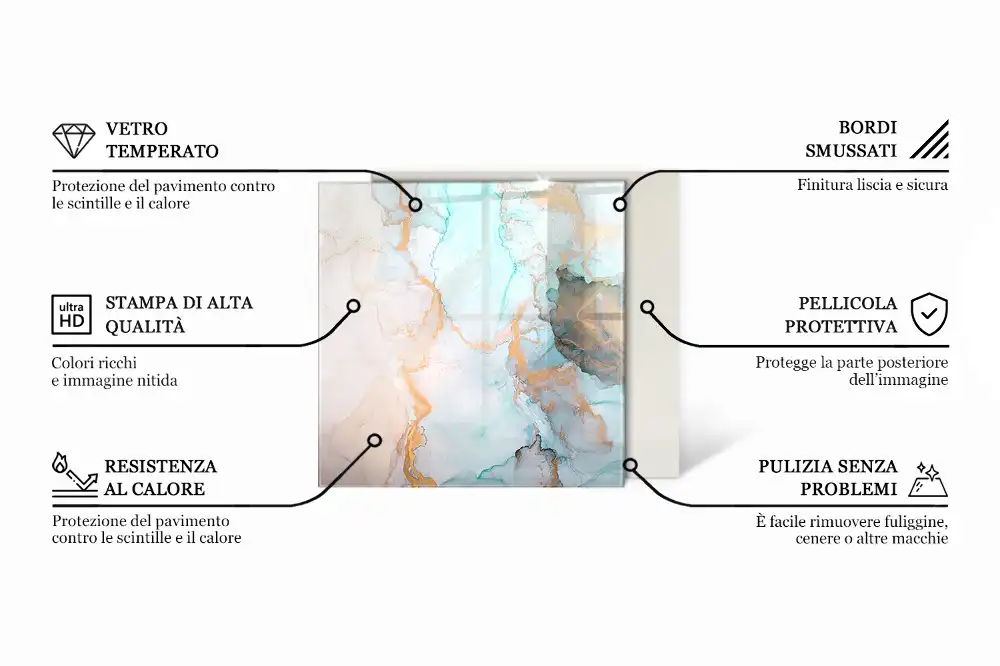 Čtvercové sklo pod krbovou vložku s dekorem dřeva
