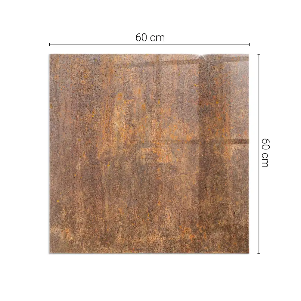 Čtvercové sklo před kamna s texturou rezu