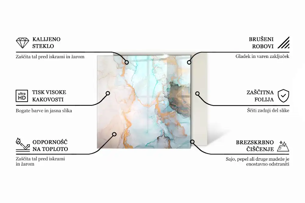 Čtvercové sklo před kamna se vzorem přírodního kamene