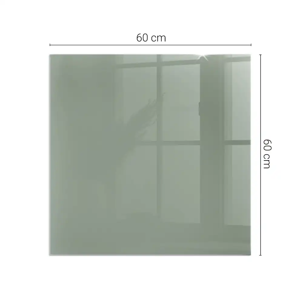 Čtvercová skleněná podložka pod kamna v šedozelené barvě