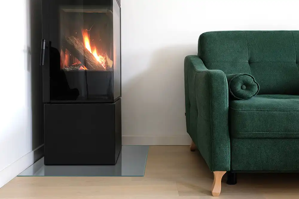 Čtvercová nehořlavá podložka pod kamna v šedé barvě