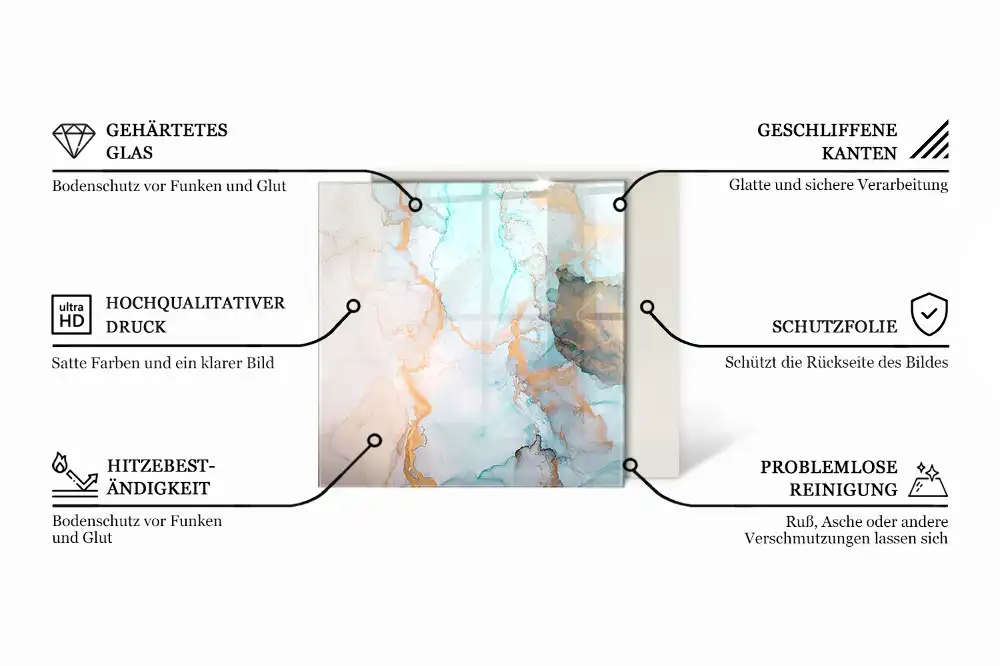 Čtvercová skleněná podložka pod krb v hnědé barvě