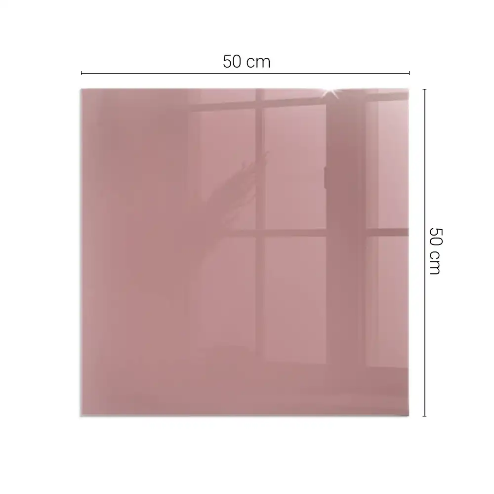 Čtvercová skleněná podložka pod kamna v růžové barvě