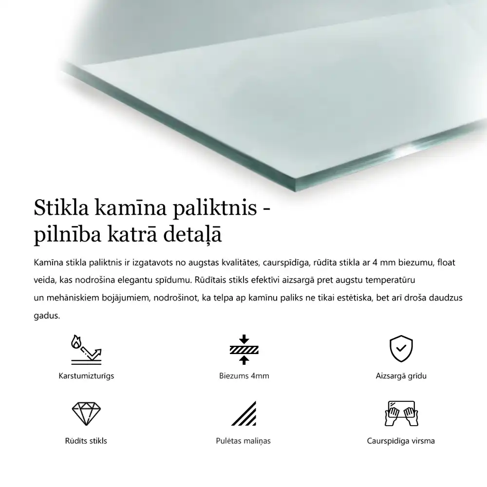 Čtvercová skleněná deska pod kamna transparentní