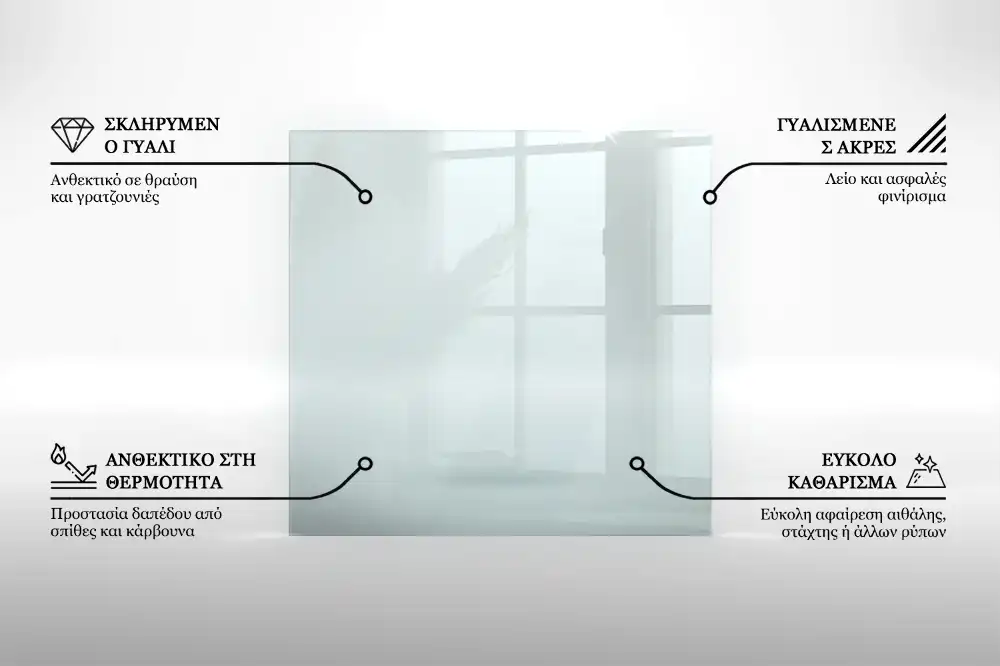 Čtvercová skleněná deska pod kamna transparentní
