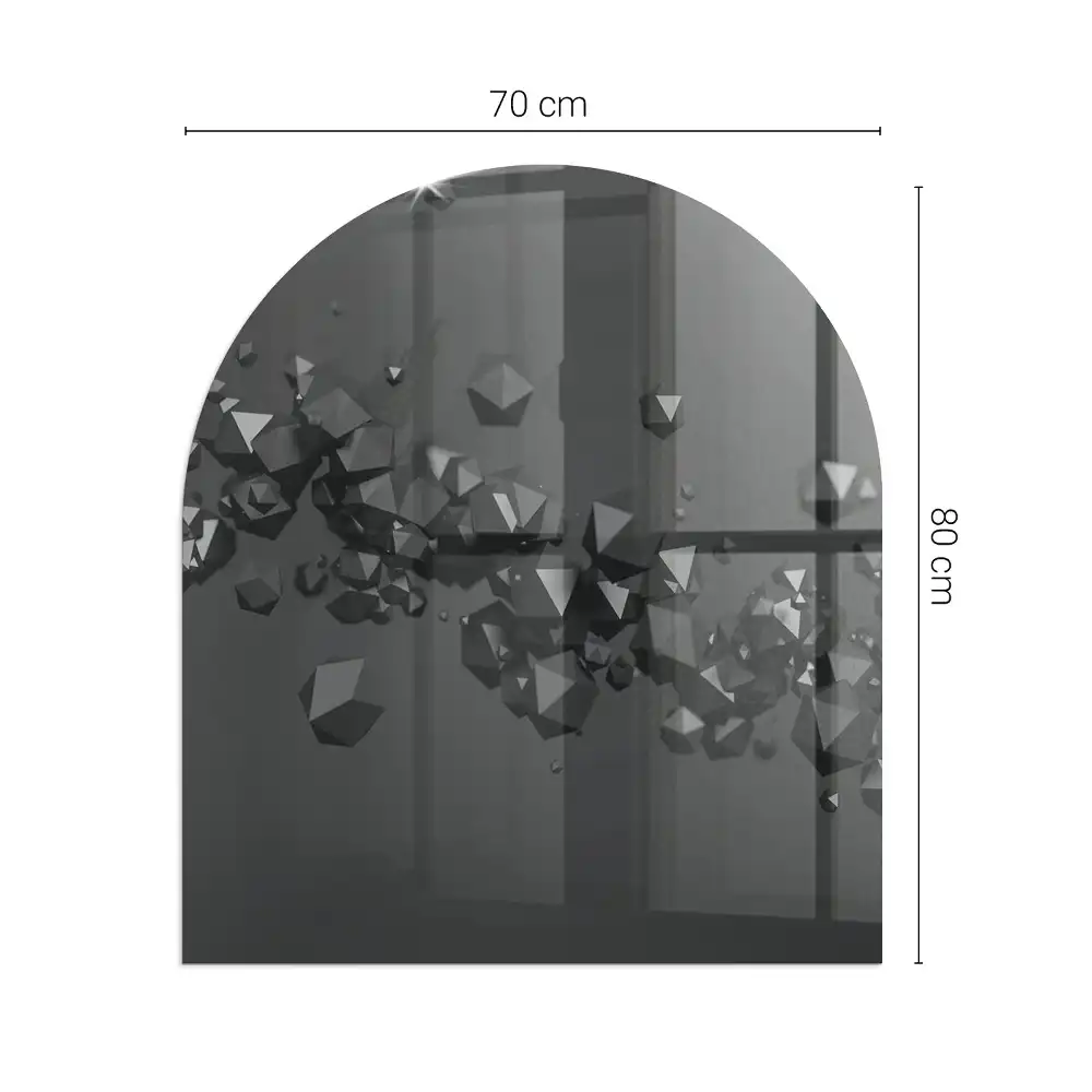 Půloválné sklo před krbovou vložku geometrické mraky v abstraktních tvarech