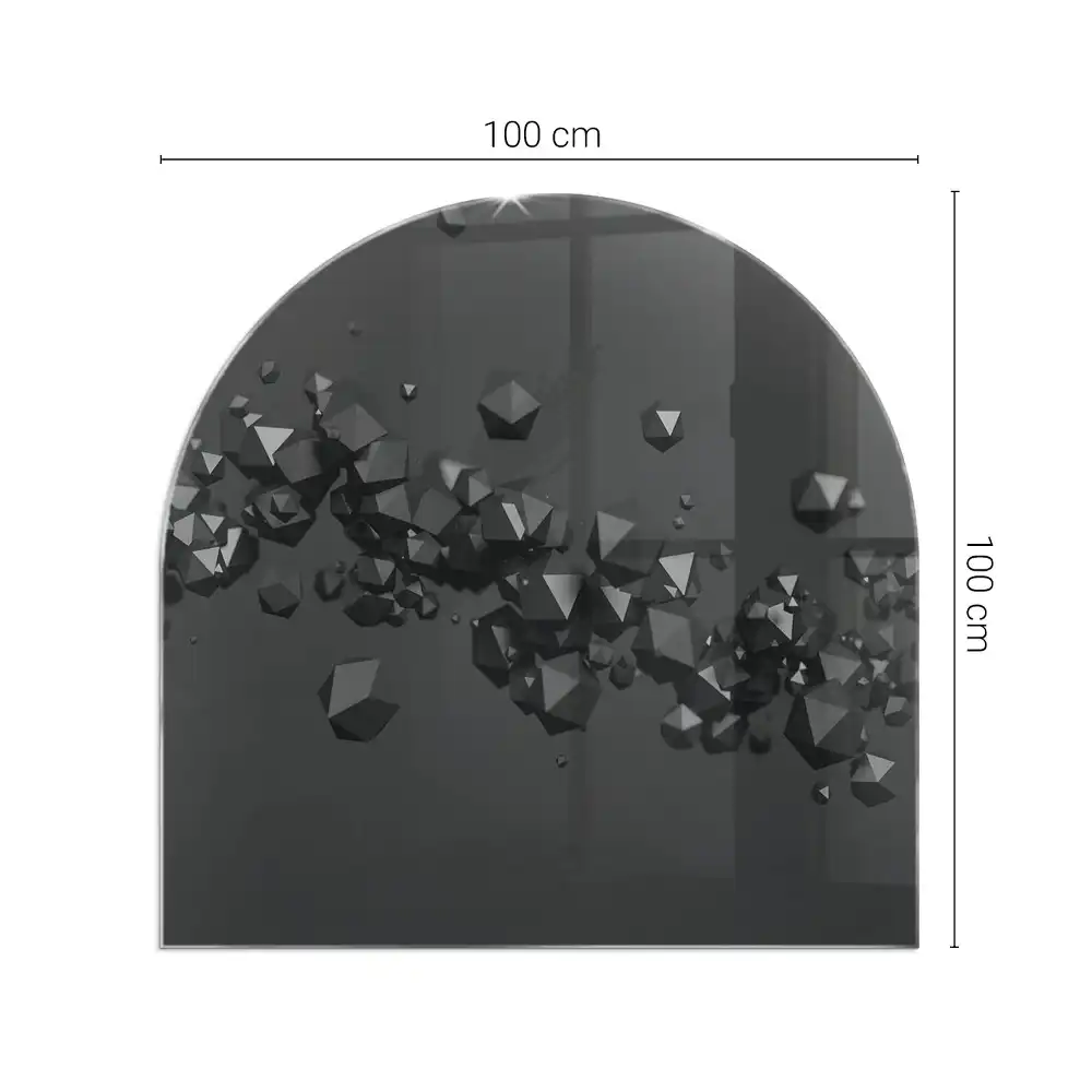Půloválné sklo před krbovou vložku geometrické mraky v abstraktních tvarech