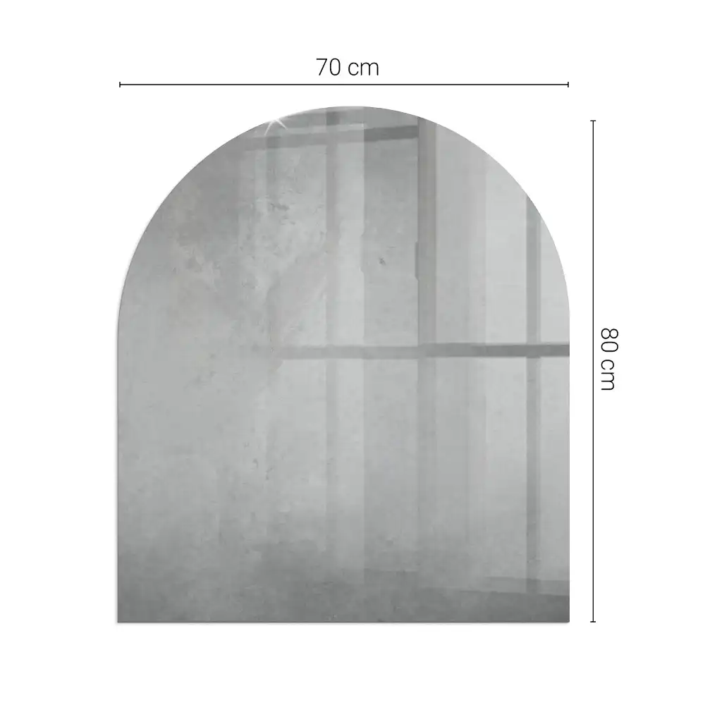 Půloválné sklo před kamna působivá betonová textura