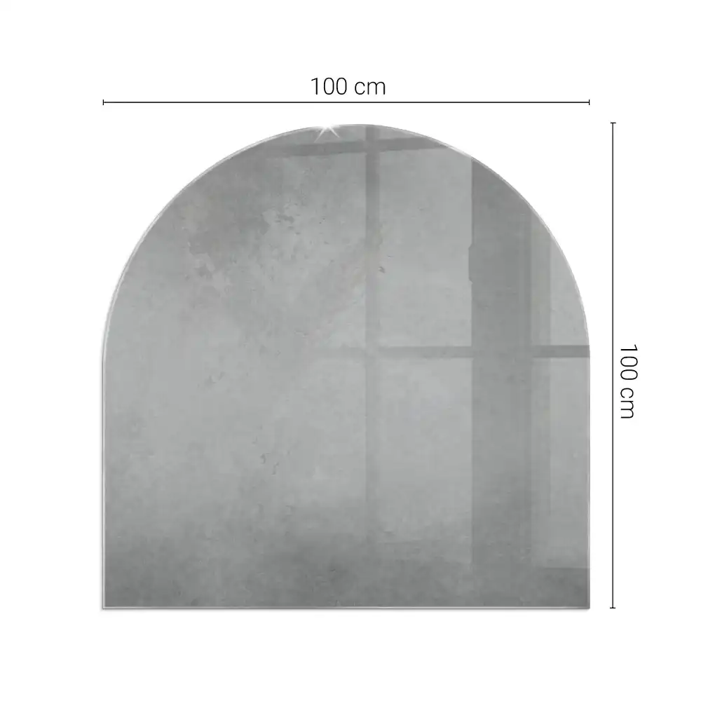 Půloválné sklo před kamna působivá betonová textura