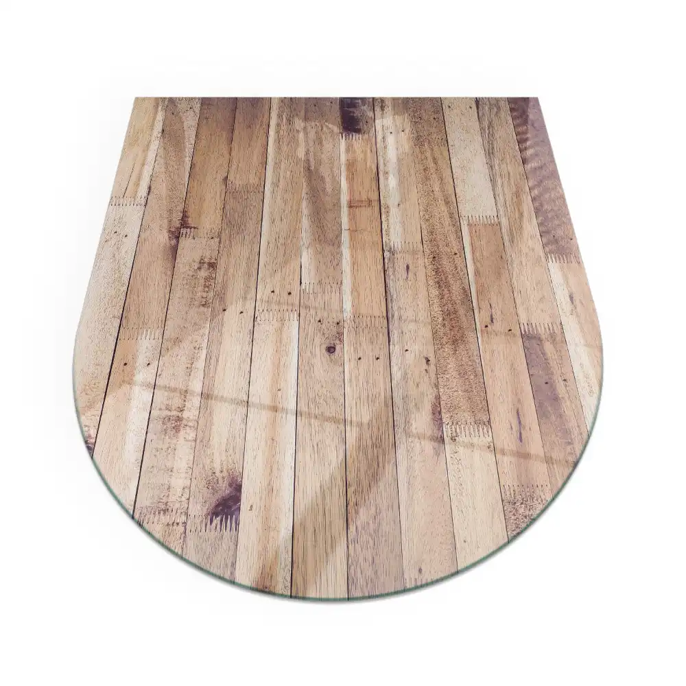 Půloválná skleněná podložka pod krb v geometrickém stylu