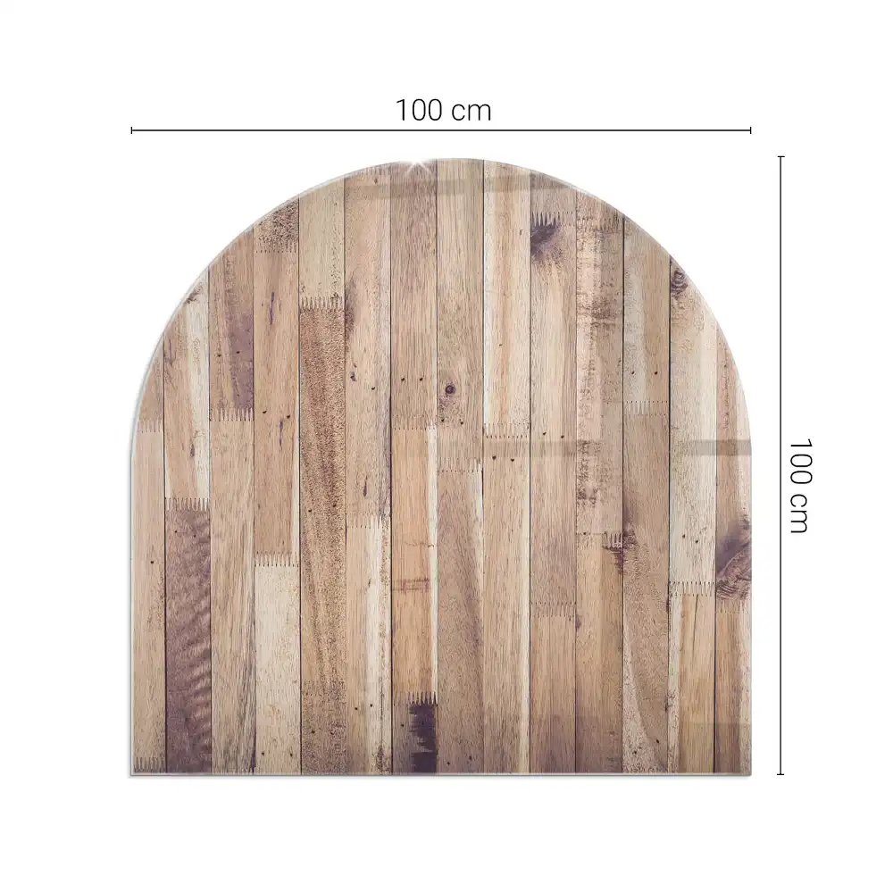 Půloválná skleněná podložka pod krb v geometrickém stylu
