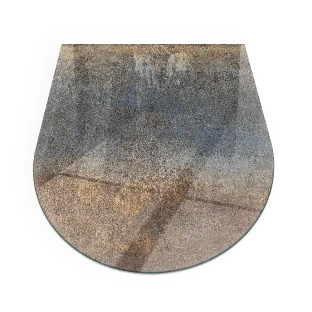 Půloválné sklo pod krb abstraktní vzor s texturou