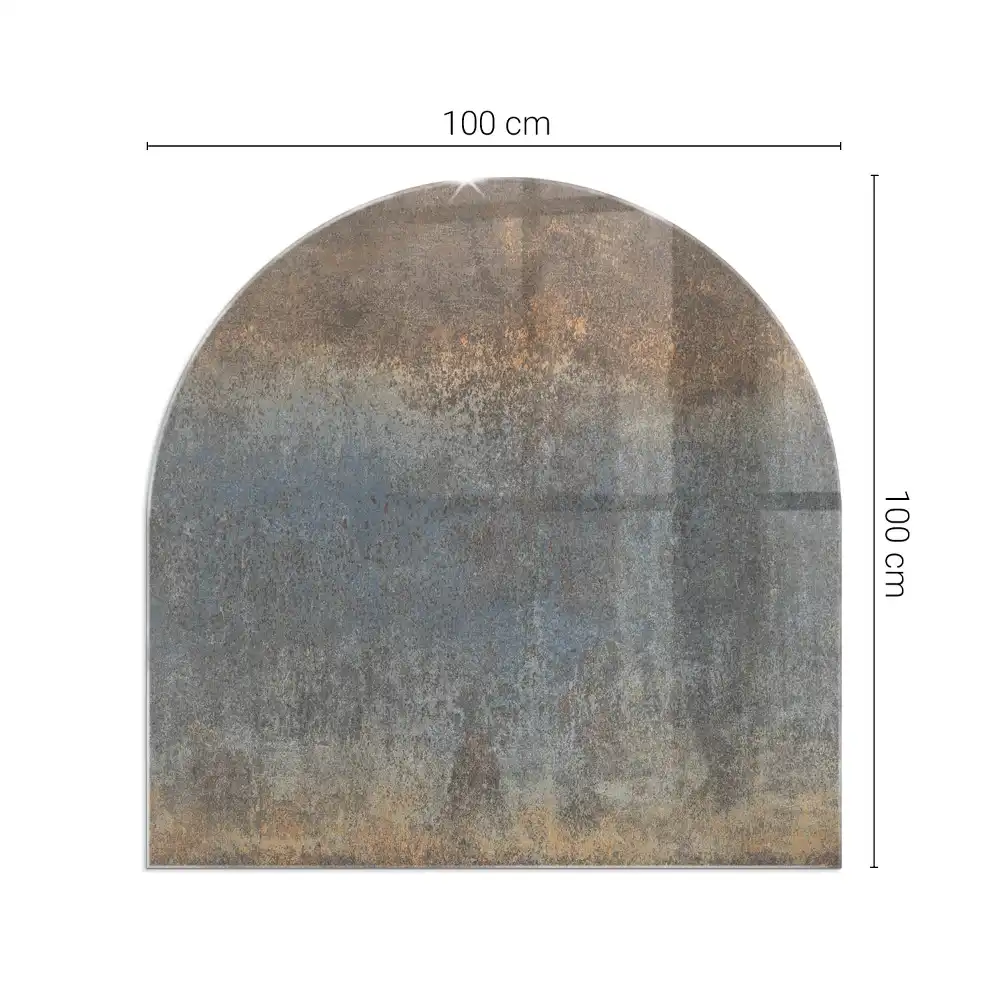 Půloválné sklo pod krb abstraktní vzor s texturou