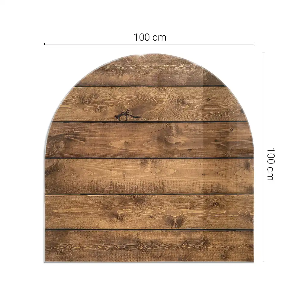Půloválné sklo pod krb vzorek zrnitosti na desce