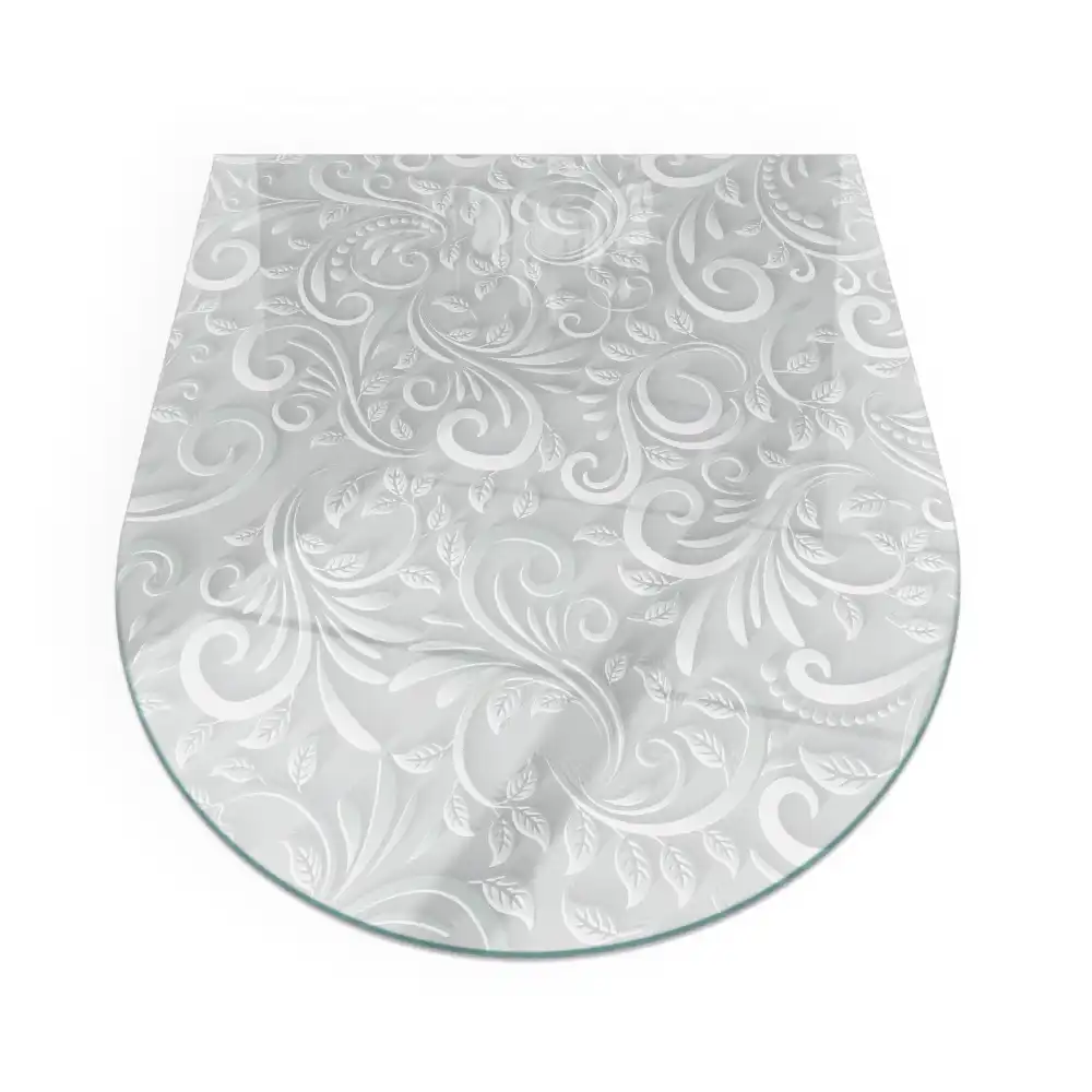 Půloválné sklo před kamna elegantní květinový vzor