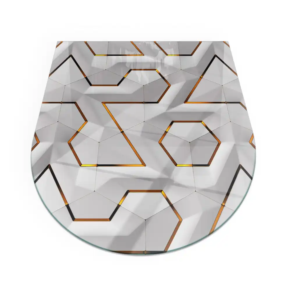 Půloválná nehořlavá podložka pod kamna s trojrozměrným geometrickým motivem