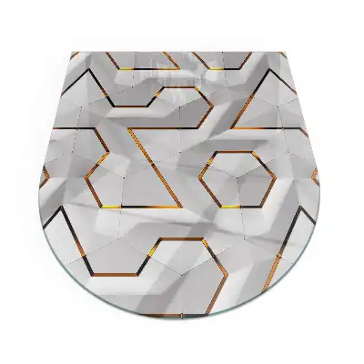 Půloválná nehořlavá podložka pod kamna s trojrozměrným geometrickým motivem