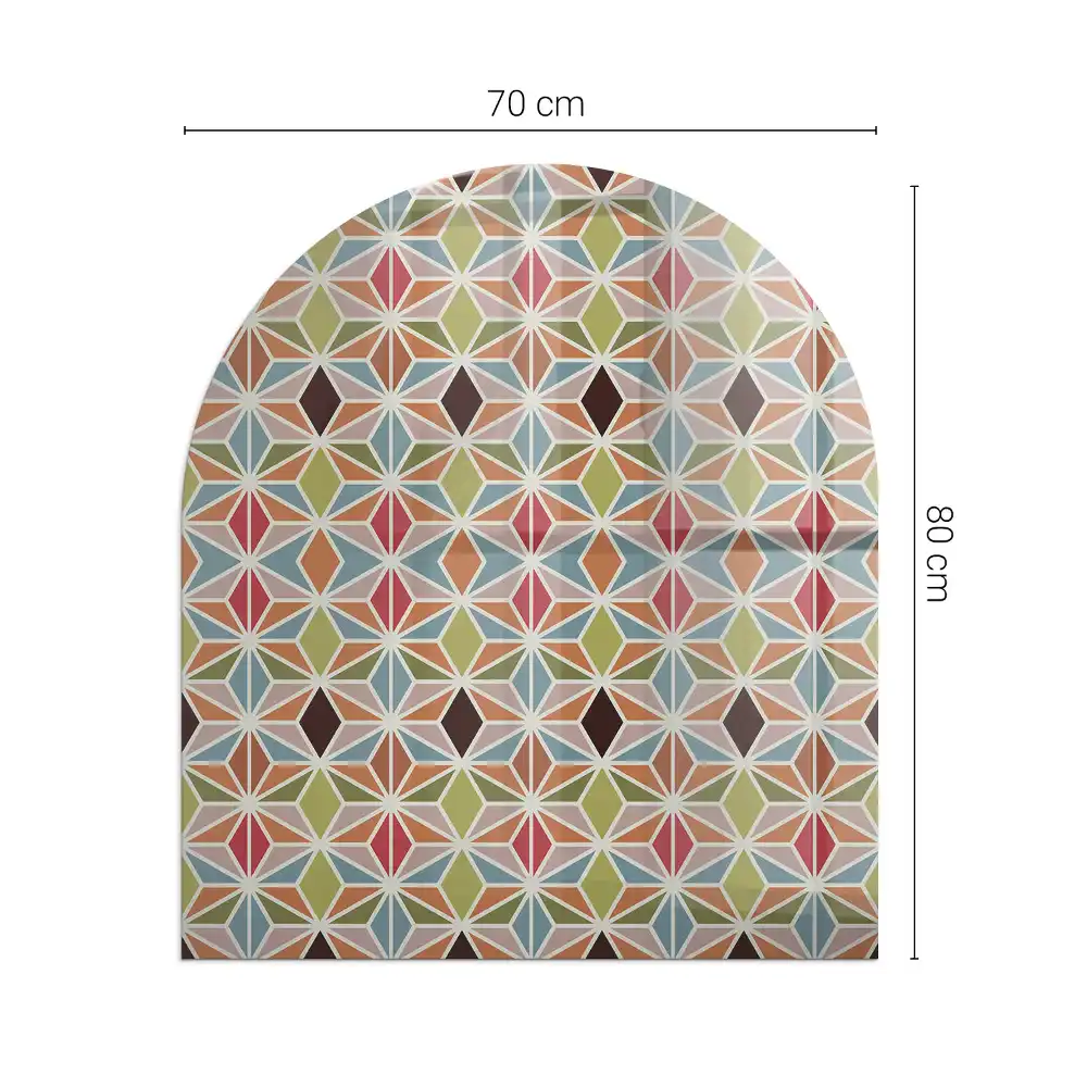 Půloválné sklo před kamna geometrické mřížky ve tvarech