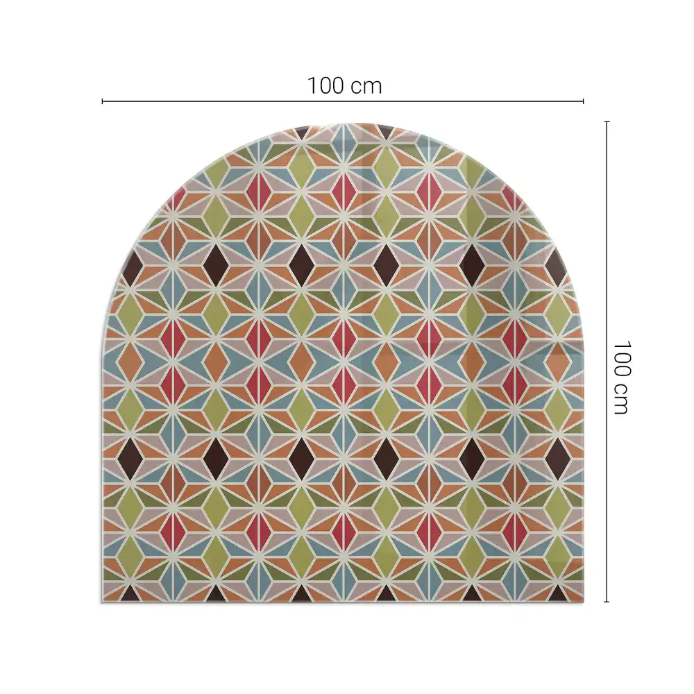 Půloválné sklo před kamna geometrické mřížky ve tvarech