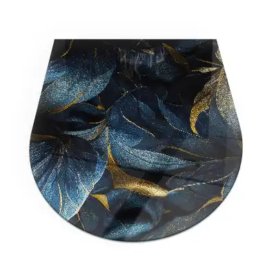 Půloválné skleněné podkladové sklo pod krb s motivem elegantních listů