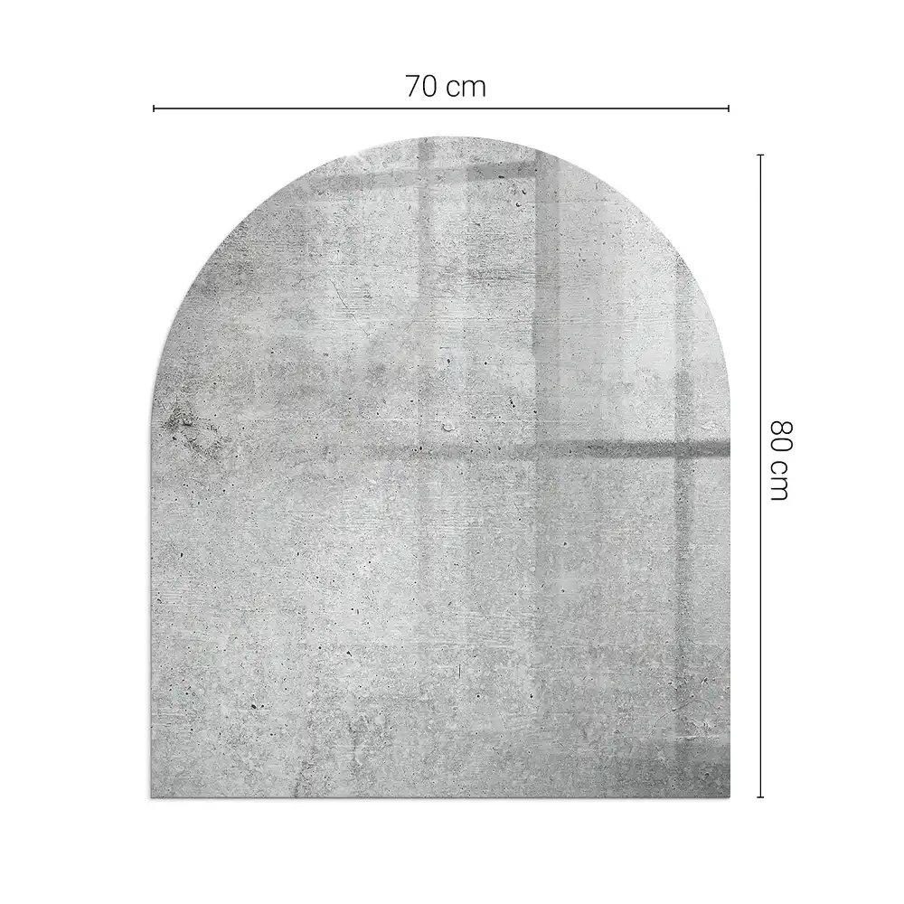 Půloválné sklo pod krb s texturou betonu