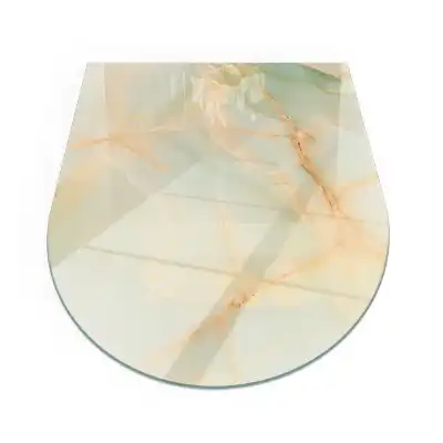 Půloválné sklo před krbovou vložku s abstraktním mramorovým designem