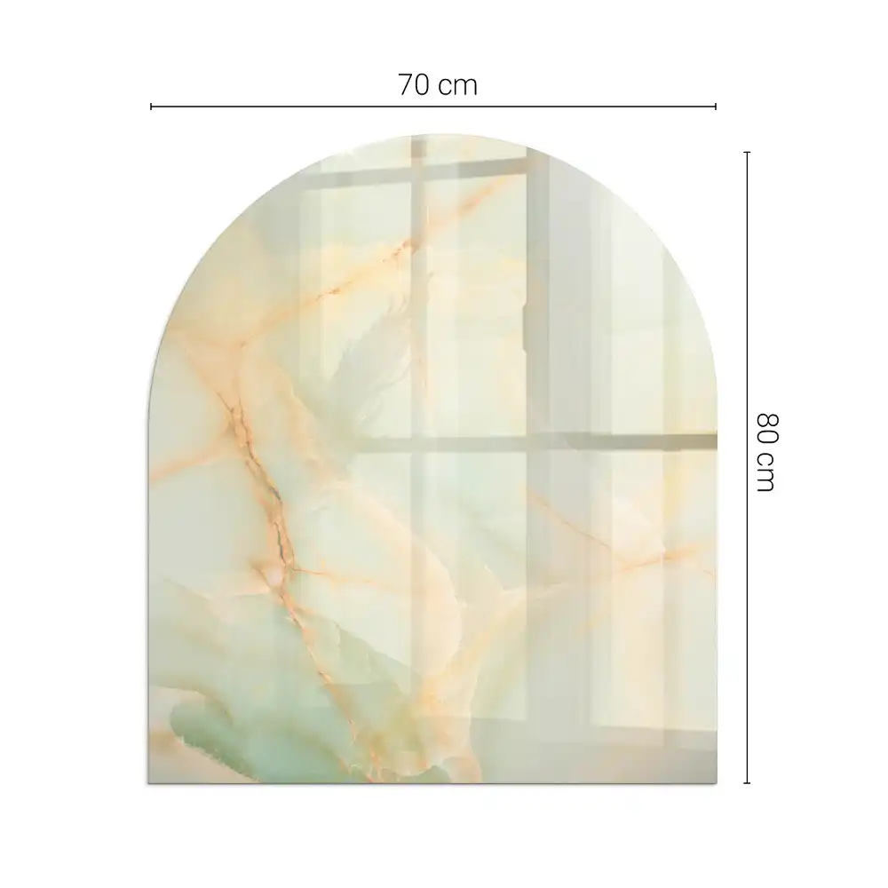 Půloválné sklo před krbovou vložku s abstraktním mramorovým designem