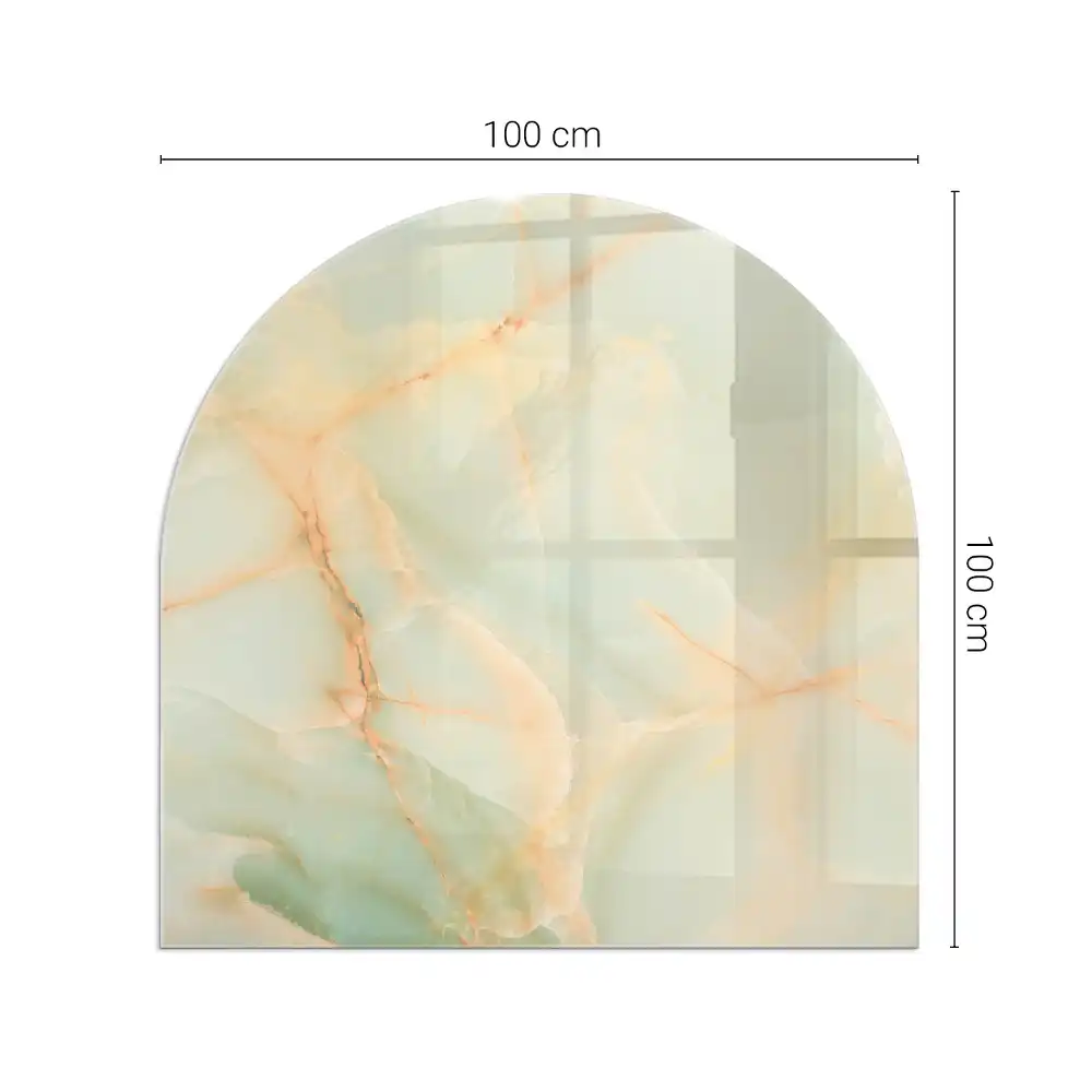 Půloválné sklo před krbovou vložku s abstraktním mramorovým designem