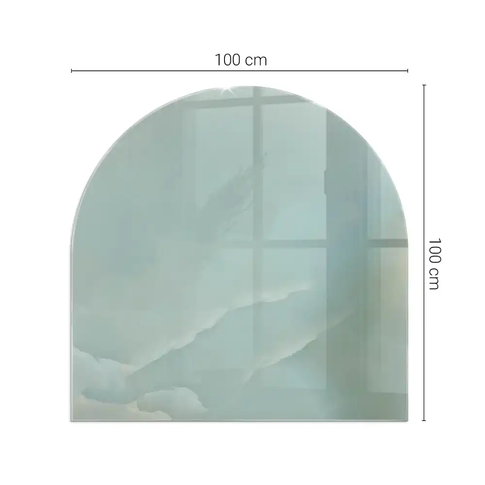 Půloválné sklo před krbovou vložku s jemným mramorovým vzorem