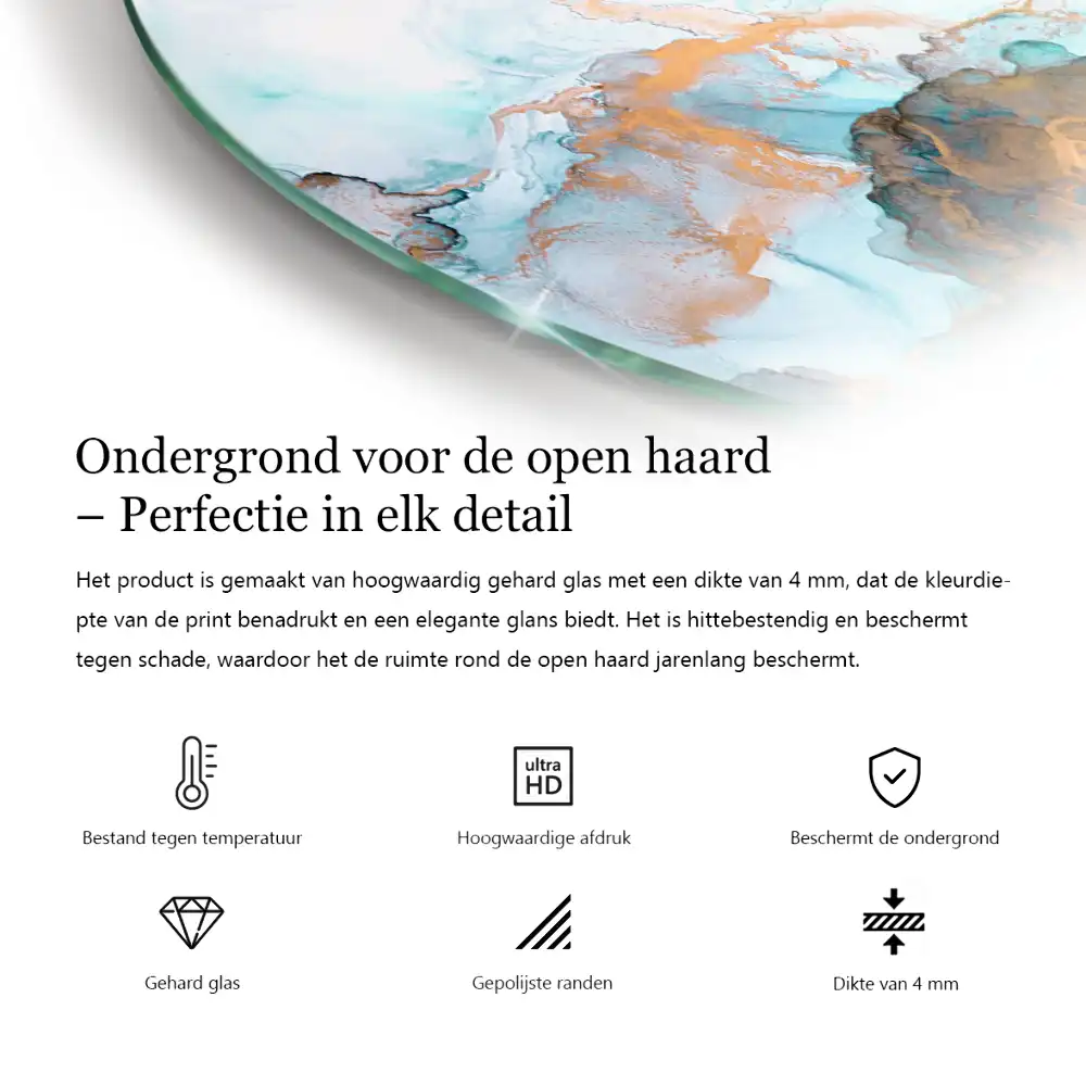 Půloválné sklo pod kamna s motivem kamenné struktury