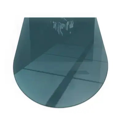 Půloválné sklo pod krb v mořské barvě