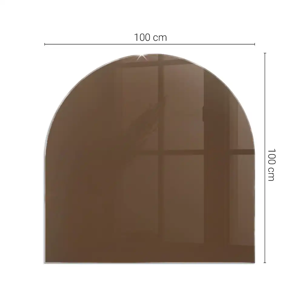 Půloválné sklo před krbovou vložku v hnědé barvě
