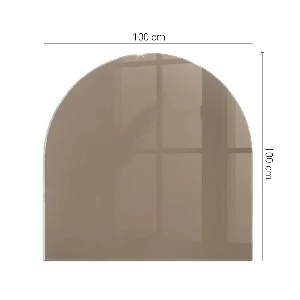 Půloválné sklo před krbovou vložku v hnědé barvě