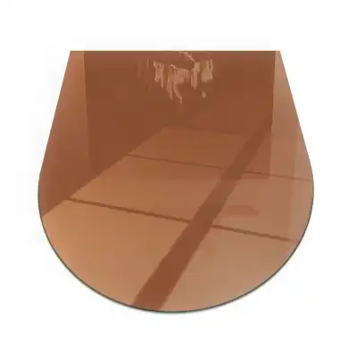 Půloválné hnědé sklo pod krb