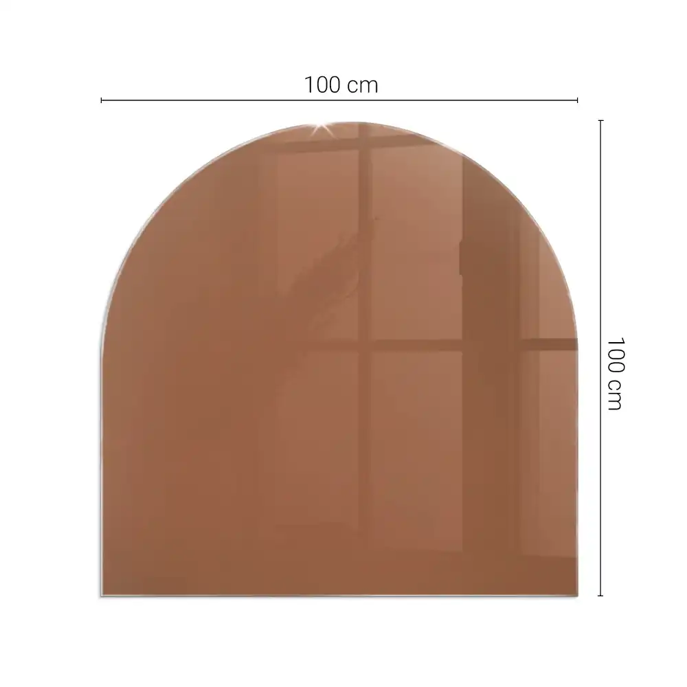 Půloválné hnědé sklo pod krb